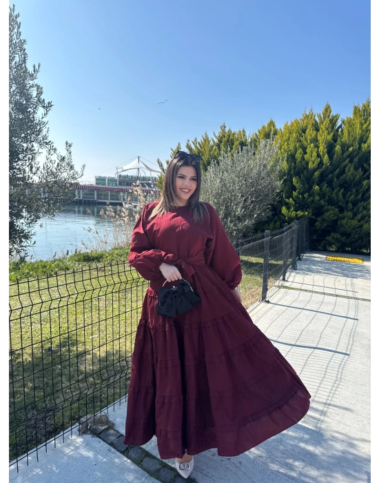 Carelina Elbise-Bordo