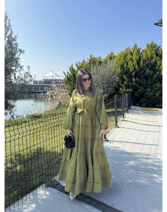 Carelina Elbise-Yağ Yeşili