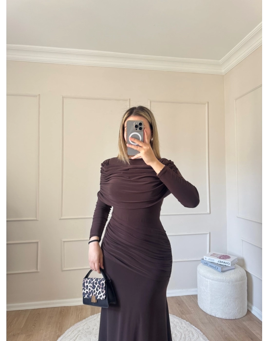 Drape Model Sandy Elbise-Kahve