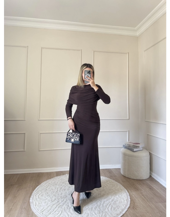 Drape Model Sandy Elbise-Kahve