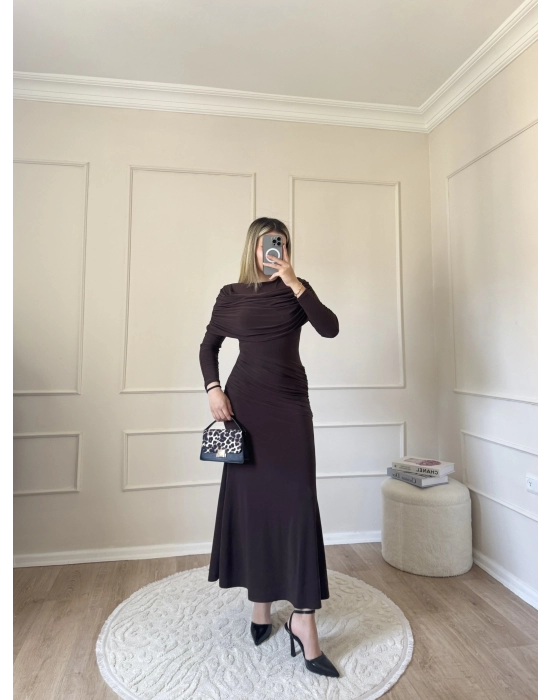 Drape Model Sandy Elbise-Kahve
