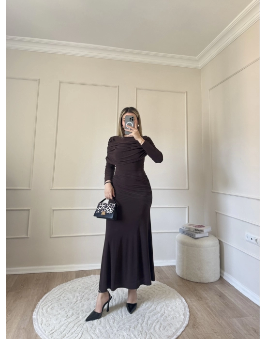 Drape Model Sandy Elbise-Kahve