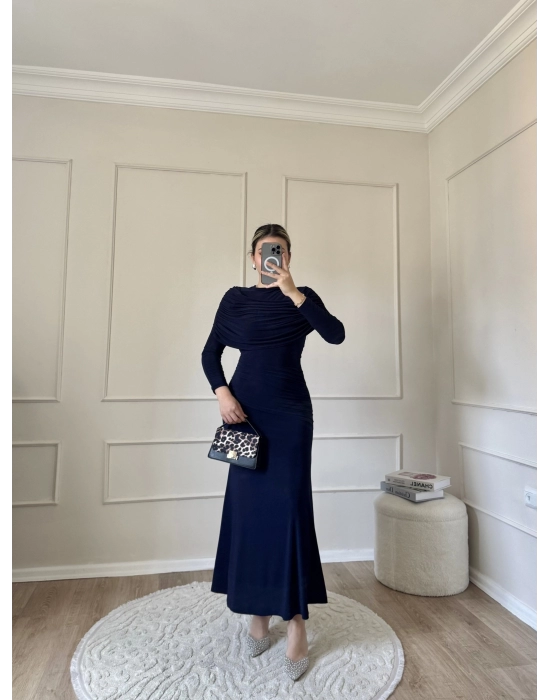 Drape Model Sandy Elbise-Lacivert