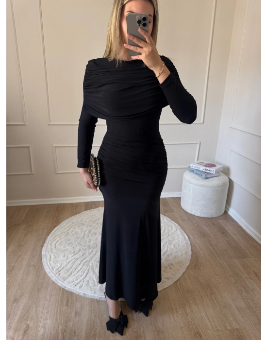 Drape Model Sandy Elbise-Siyah
