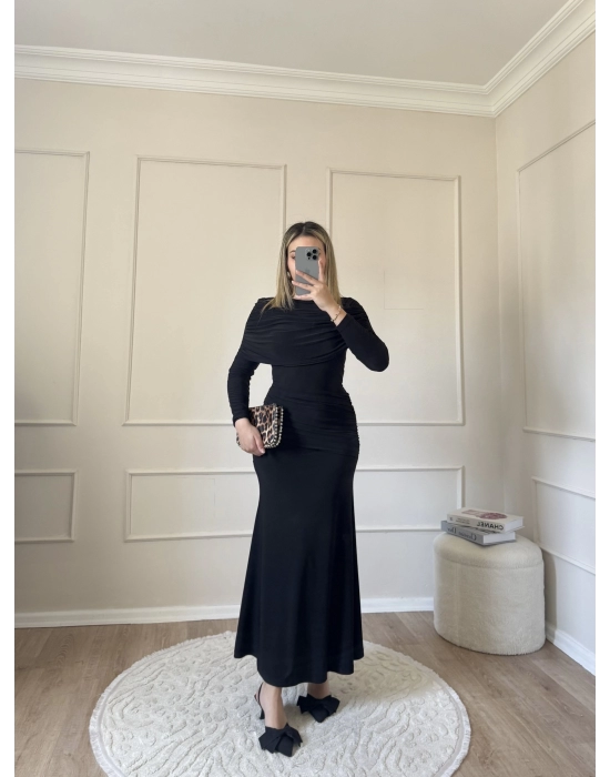 Drape Model Sandy Elbise-Siyah