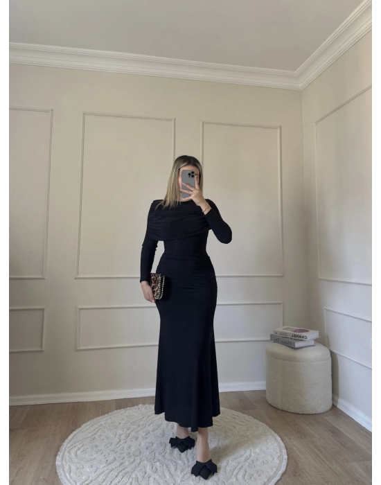 Drape Model Sandy Elbise-Siyah