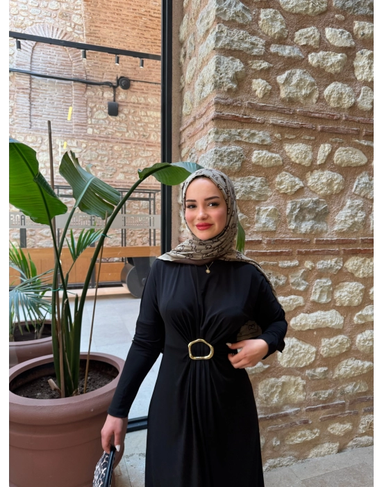 Tokalı Sandy Elbise-Siyah