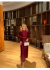 Asel Kemerli Elbise-Bordo