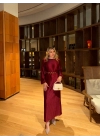 Asel Kemerli Elbise-Bordo