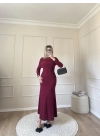 Drape Model Sandy Elbise-Bordo