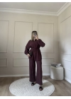 Kırışık Takım-Bordo