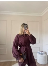 Kırışık Takım-Bordo