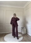 Kırışık Takım-Bordo