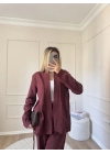 Meri Keten Takım-Bordo
