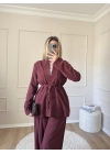 Meri Keten Takım-Bordo