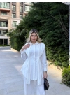 Piliseli Tasarım Gömlek-Beyaz