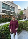 Piliseli Tasarım Gömlek-Bordo