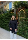 Piliseli Tasarım Gömlek-Siyah