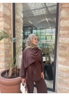Şal Detaylı Takım-Kahve