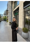 Taşlı Saten Elbise-Siyah
