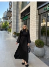 Taşlı Saten Elbise-Siyah