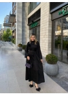 Taşlı Saten Elbise-Siyah