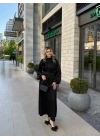 Taşlı Saten Elbise-Siyah