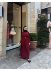 Tokalı Sandy Elbise-Bordo