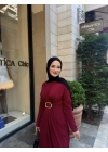 Tokalı Sandy Elbise-Bordo