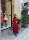 Tokalı Sandy Elbise-Bordo
