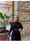 Tokalı Sandy Elbise-Siyah