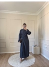 Tokalı Tensel Elbise-Gri