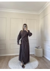 Tokalı Tensel Elbise-Kahve