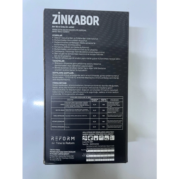 ZİNKABOR EC FERTILIZER YAPRAK GÜBRESİ 1kg