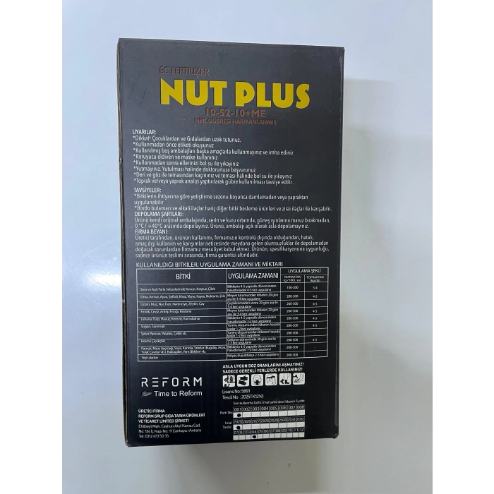 NUT PLUS 10-52-10 + ME EC FERTILIZER Yüksek Fosforlu NPK Gübre 1kg