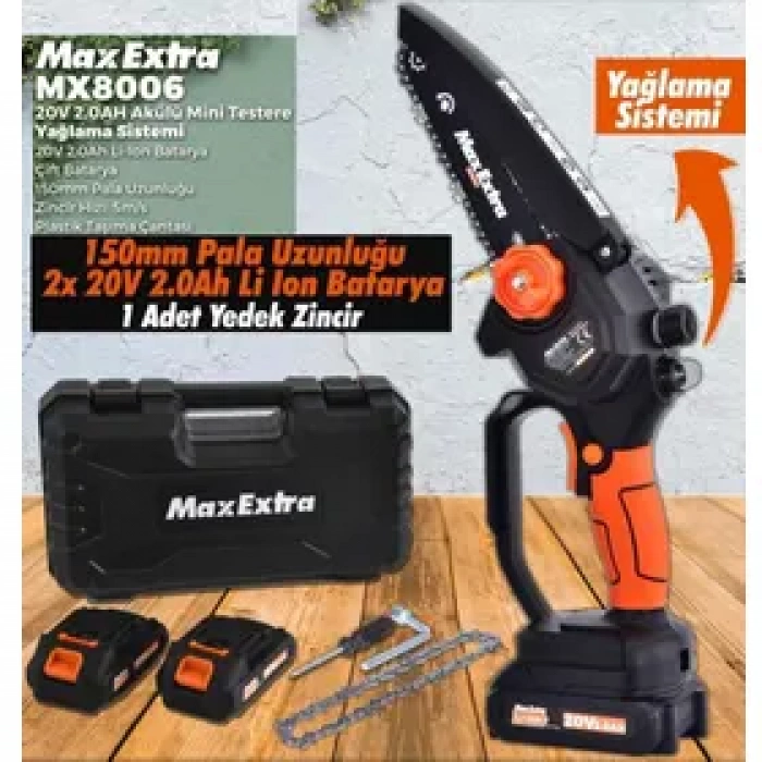 MAX EXTRA MX8006 Çift Akülü Dal Kesme, Budama Mini Testere 150 mm