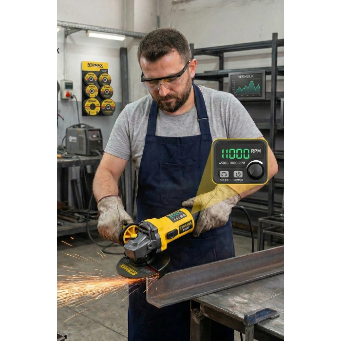 Rtrmax Rtm1095 Avuç Taşlama Devir Ayarlı 950W 115/125mm