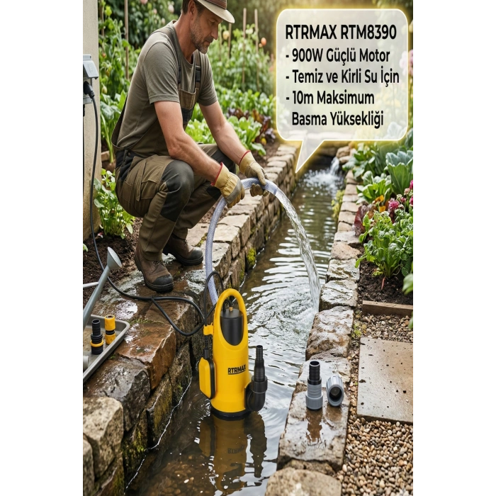 Rtrmax Rtm8390 Temiz ve Kirli Su Dalgıç Pompa 900w 10mt