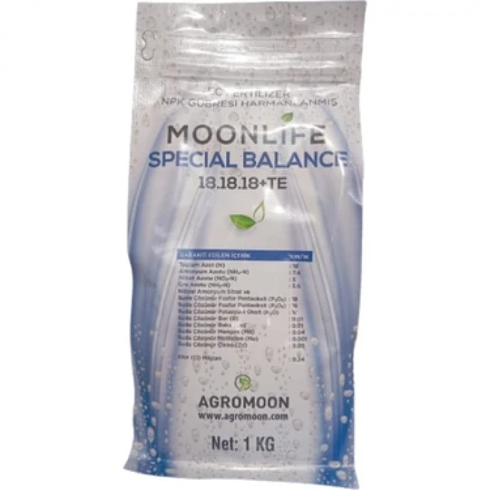 AGROMOON Moonlife Special Balance. Dengeli Büyüme. Güçlü Sağlıklı Yeşil Aksam 18.18.18 Te 1 kg