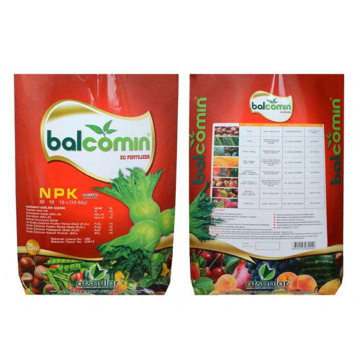 Atsanlar Balcomin EC Fertilizer NPK ( N ) %20 - ( P ) %10 - ( K ) %10 ( So3 ) % 10 25 kg Kükürtlü Toz Gübre