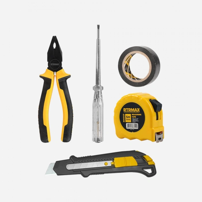 Rtrmax  Rtk7003 5 Li Set ( Pense-Metre-Kontrol Kalemi-Elektrik Bandı- Maket Bıçağı-Combo)