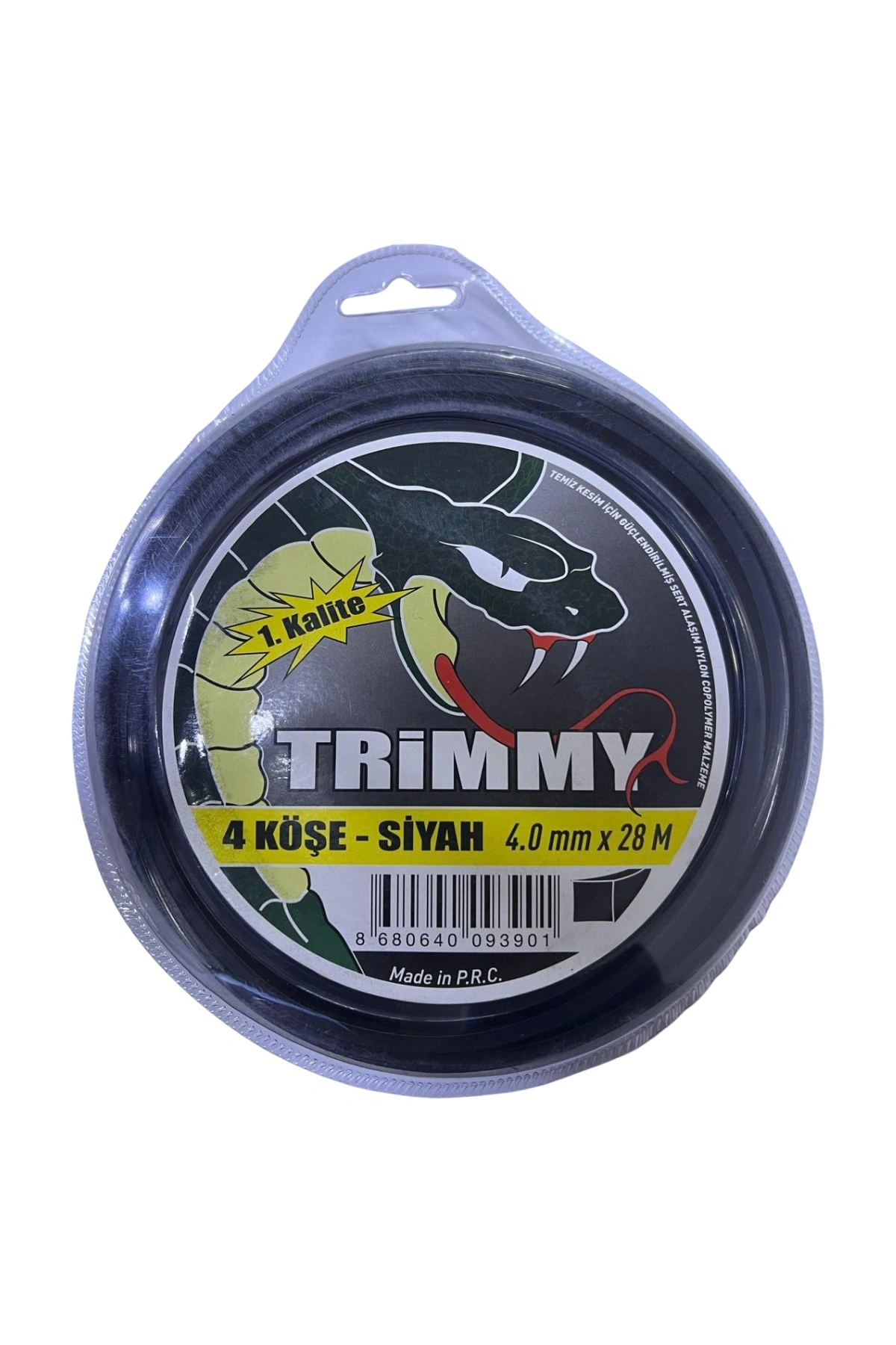 Trimmy Tırpan Misinası 1. Kalite 4 Köşe 4.0 mm x 28 m - Siyah