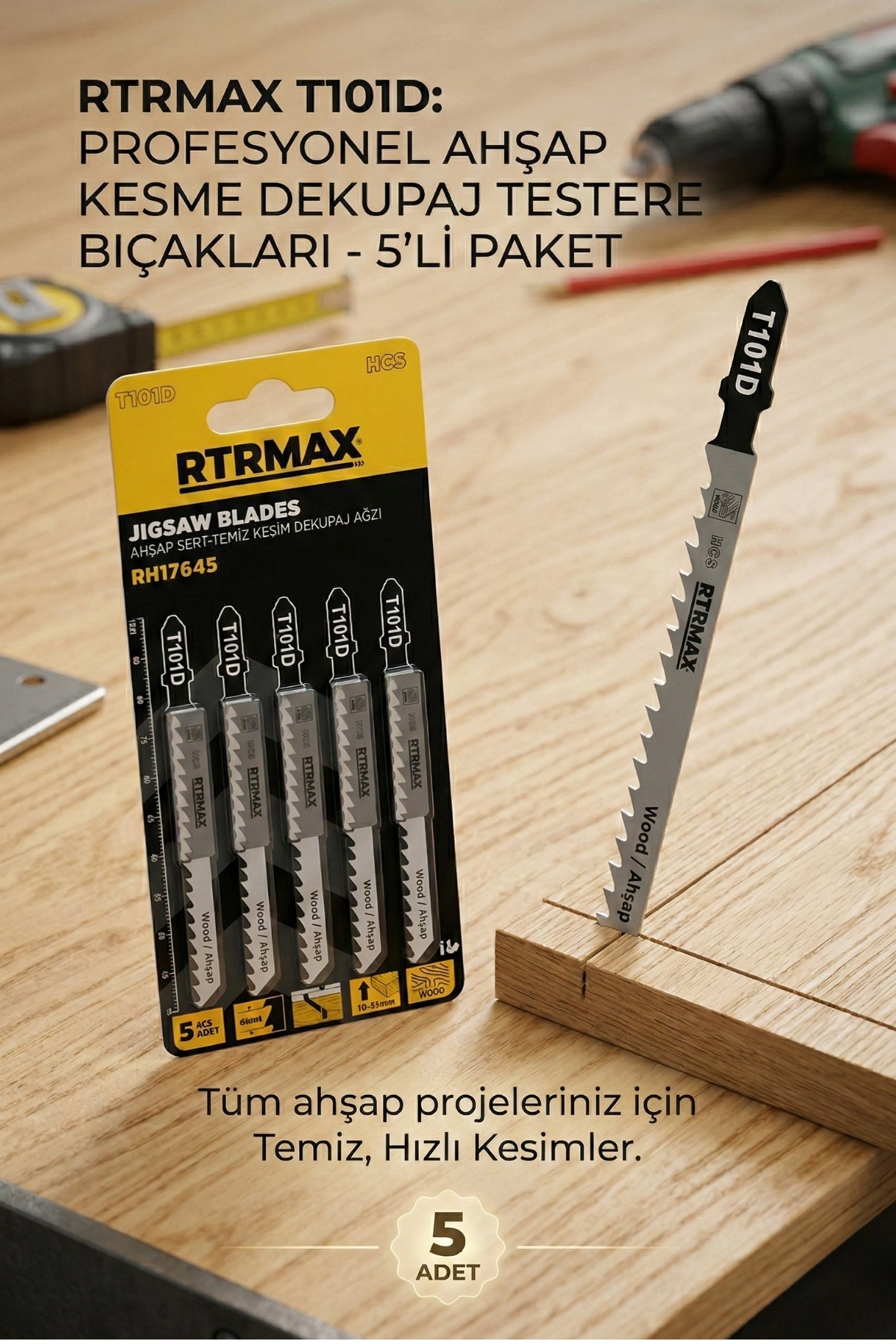 RH17645 T101D Ahşap Sert ve Temiz Kesim Dekupaj Testere Ağzı