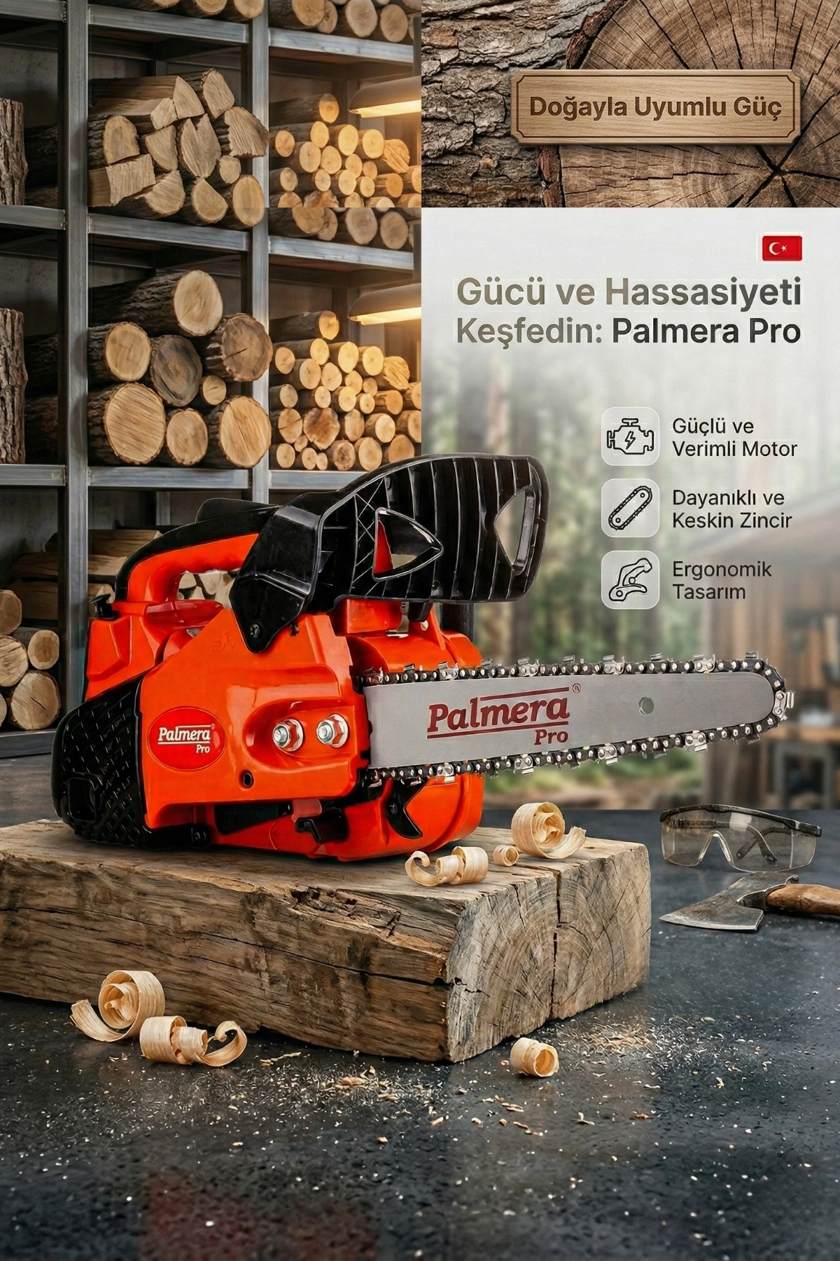 Palmera ZL2501-C Euro5 1,2 hp / 0,9 kW İnce Palalı Benzinli Budama Testeresi