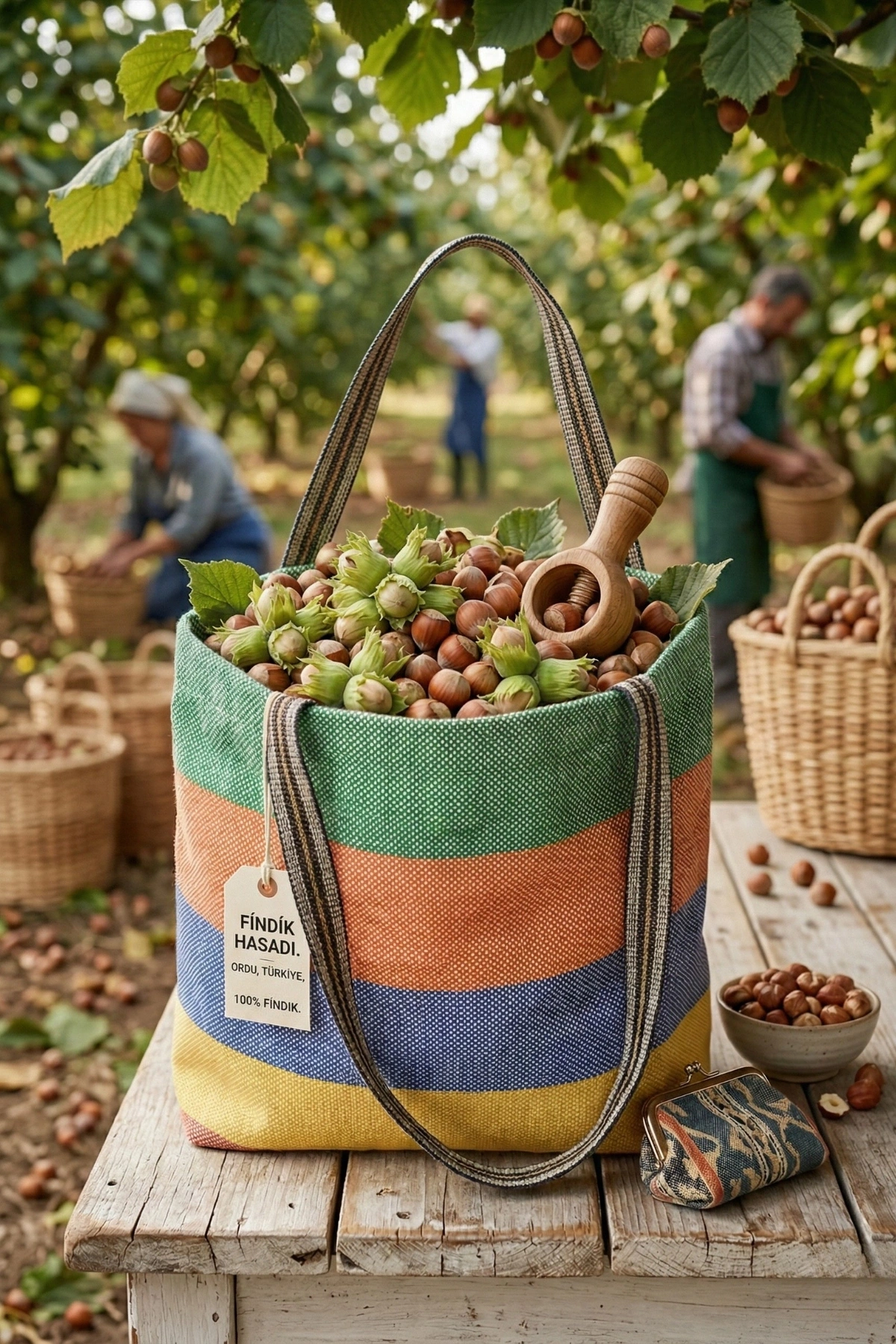 İnterbag Renkli Kalın Fındık Toplama Sepeti
