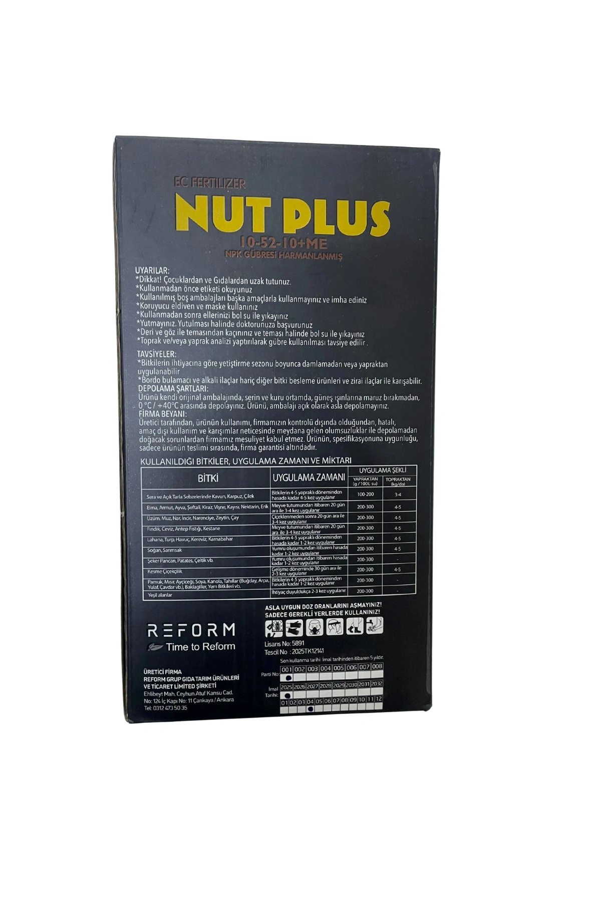 Nut Plus 10-52-10 + Me Ec Fertilizer Npk Granül Gübre 1 Kg