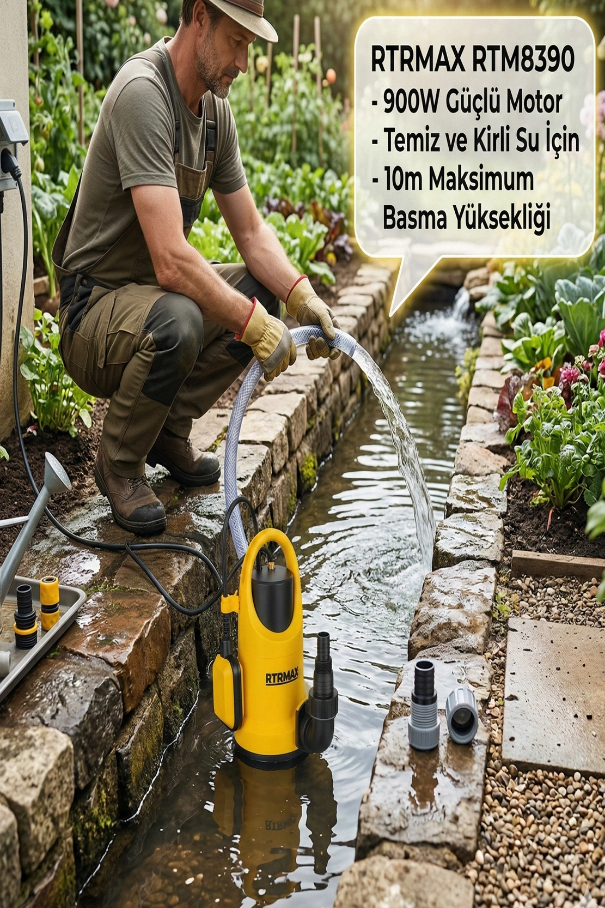Rtrmax Rtm8390 900w 10mt Temiz ve Kirli Su Dalgıç Pompası