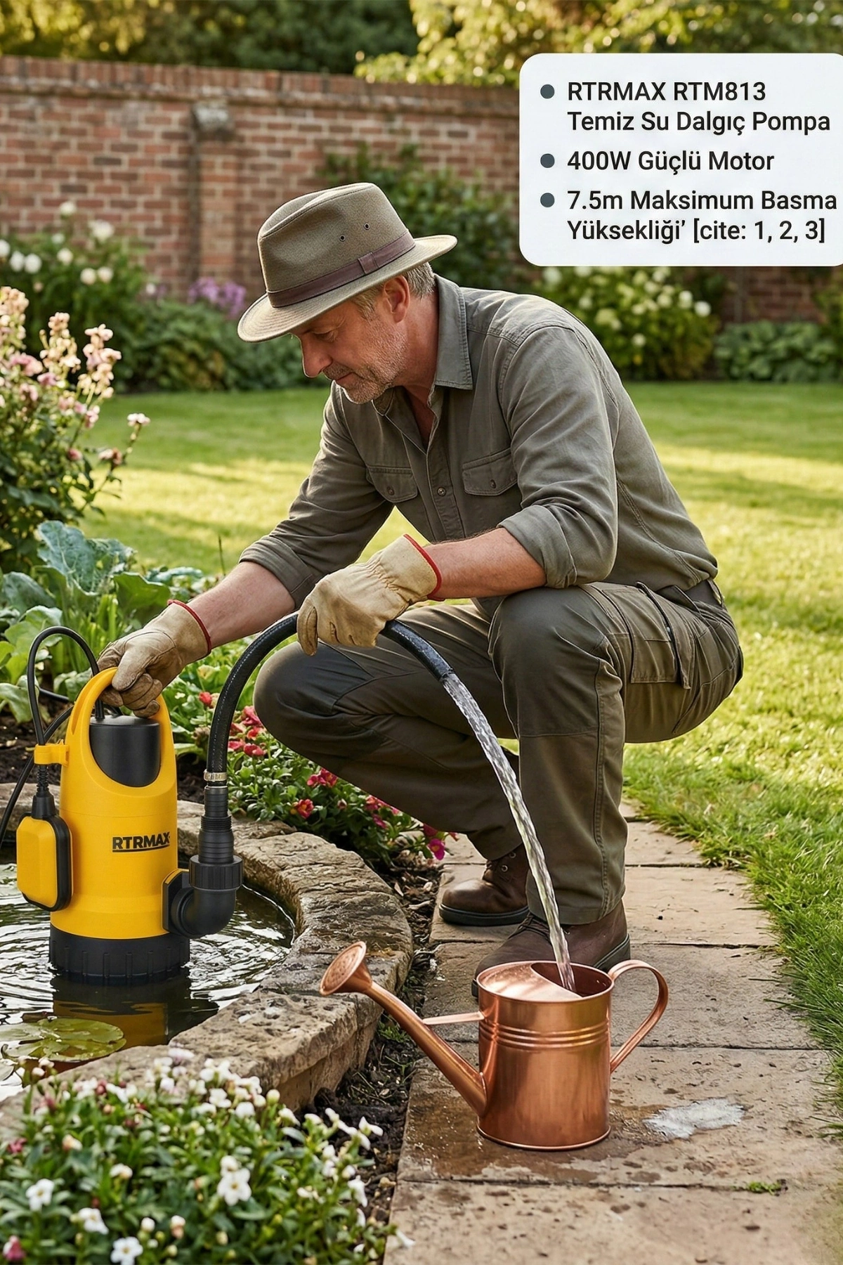 Rtrmax Rtm813 400W 7,5m Temiz Su Dalgıç Pompası