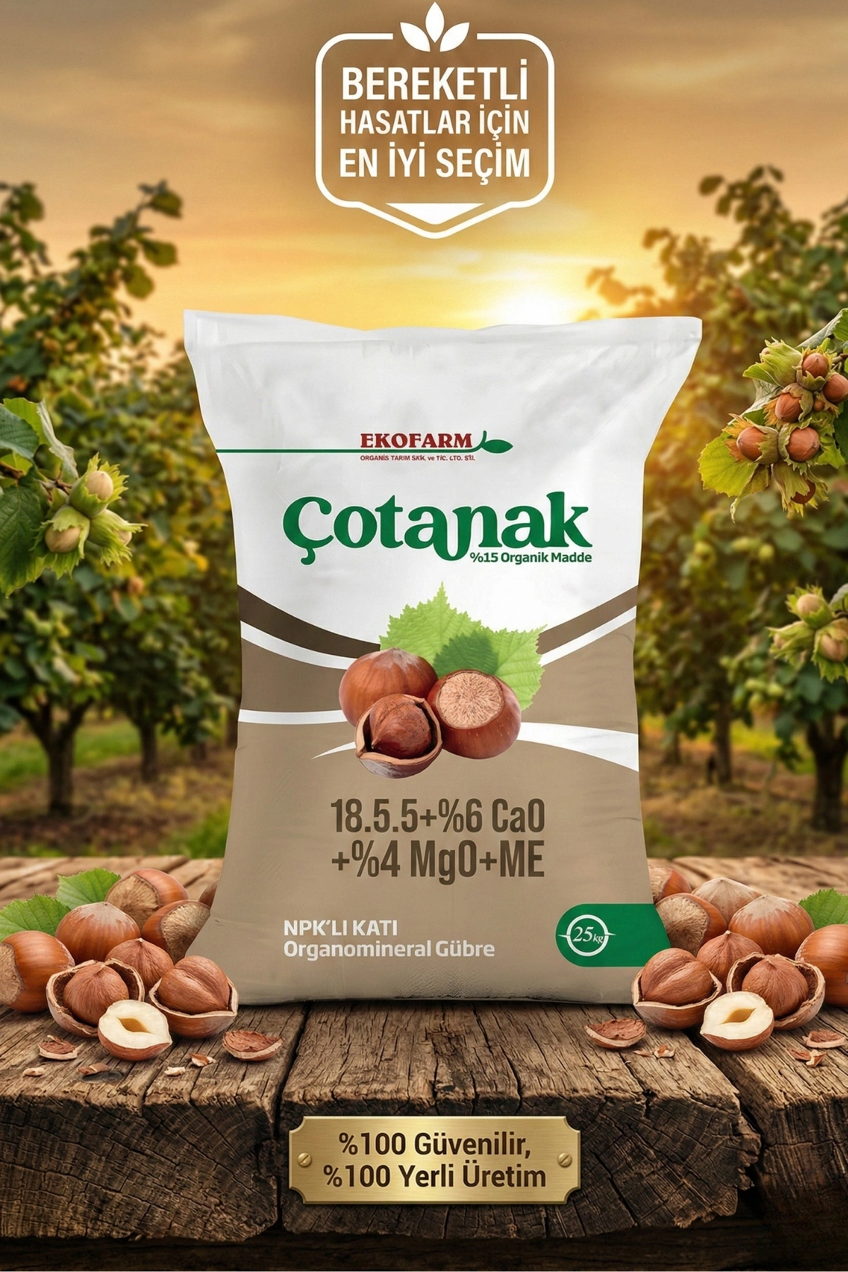 Ekofarm Çotanak 18.5.5+6 CaO+4 MgO+15 HF+ME -%15 Organik Madde Npklı Gübre 25 kg