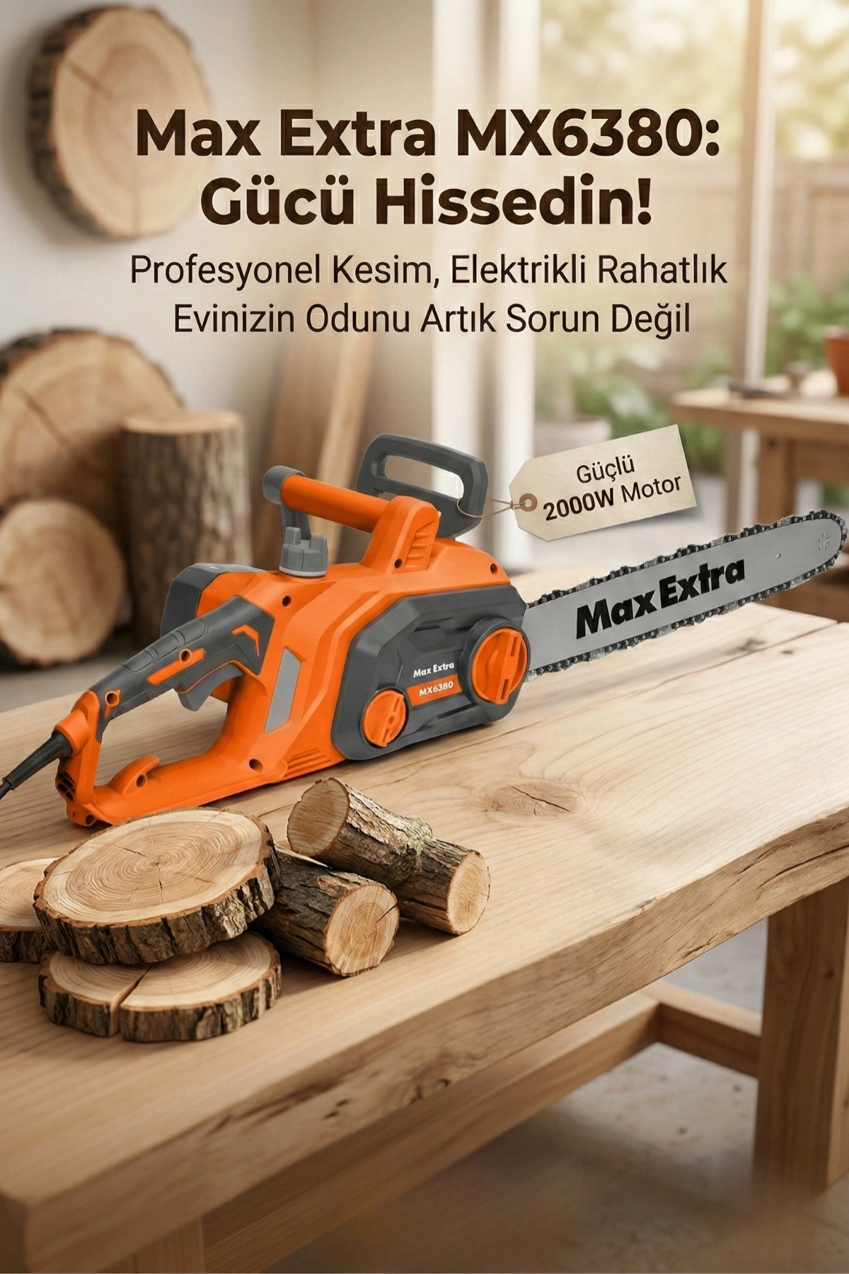 Max Extra Mx6380 2000 W 40 cm Pala Elektrikli Ağaç Kesme Testeresi